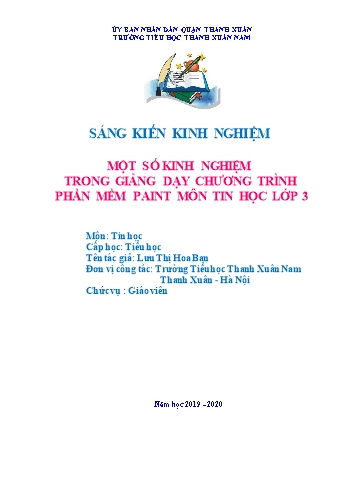 SKKN Một số kinh nghiệm trong giảng dạy chương trình phần mềm Paint môn Tin học Lớp 3