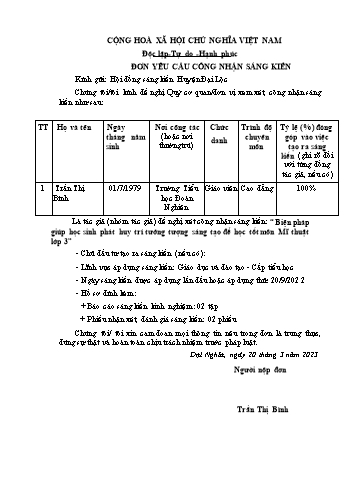 Sáng kiến kinh nghiệm Biện pháp giúp học sinh phát huy trí tưởng tượng sáng tạo để học tốt môn Mĩ thuật Lớp 3