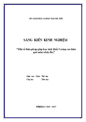 Sáng kiến kinh nghiệm Một số biện pháp giúp học sinh Khối 3 nâng cao hiệu quả môn nhảy dây