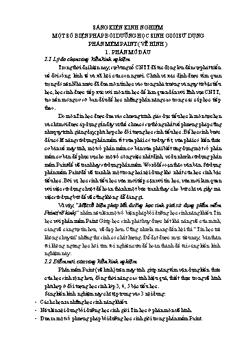 Sáng kiến kinh nghiệm Một số biện pháp bồi dưỡng học sinh giỏi sử dụng phần mềm Paint Lớp 3, 4