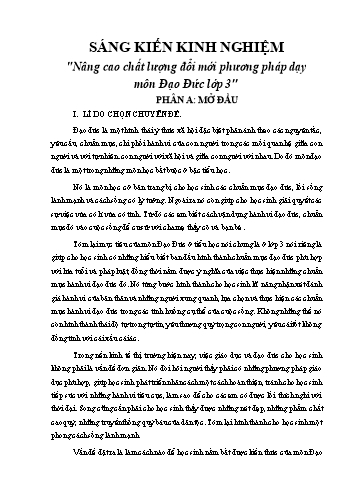 Sáng kiến kinh nghiệm Nâng cao chất lượng đổi mới phương pháp dạy môn Đạo đức Lớp 3